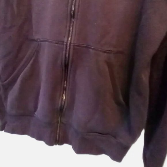 Men's Hoodie Sz L Black Full Zip Sweatshirt Hand Pockets USA Japan Logo - Picture 7 of 11